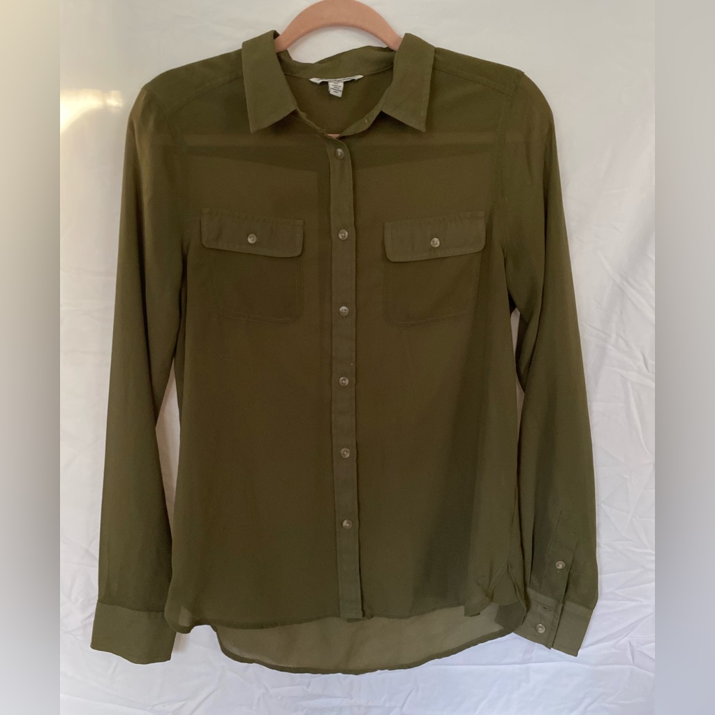 See-Through Button Down Blouse